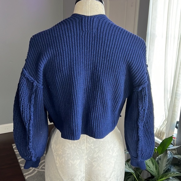 We the Free Navy Blue Sea Bright Chunky Sweater - Picture 4 of 8